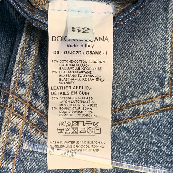 DOLCE & GABBANA Size L Blue Cotton Blend Denim Trucker Jacket - Picture 8 of 8